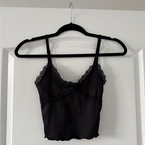 H&M Black Lace Trim Cami Tank & Mini Skirt
